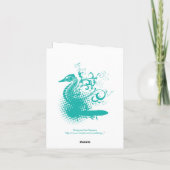 ホワイトのタツノオトシゴ ライトシーグリーン ウェディング サンクス サンキューカード (裏面)