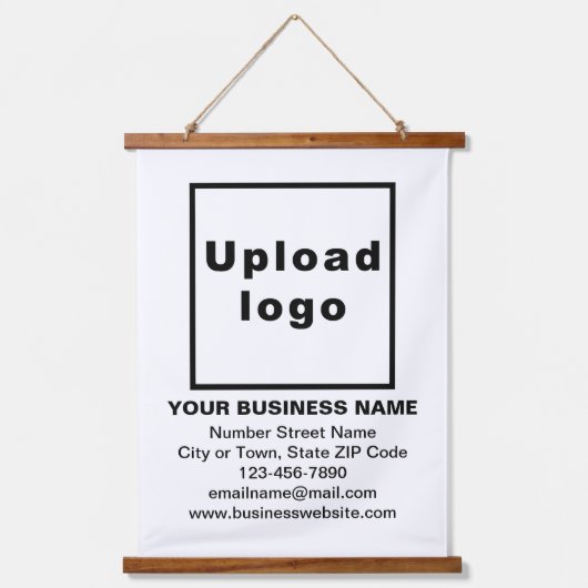 ホワイトのタペストリーにぶら下がったよるビジネスブランド 吊り下げ型タペストリー (正面)