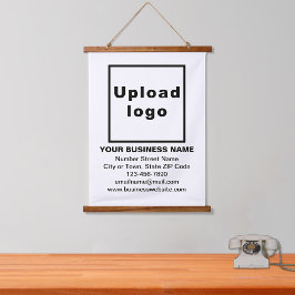 ホワイトのタペストリーにぶら下がったよるビジネスブランド 吊り下げ型タペストリー