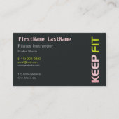 ホワイトのビジネスカードのフィットネスピラテスインストラクター 名刺 (正面)