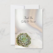 ホワイトのフラットに結婚緑の多肉植物ありがとう サンキューカード (正面)