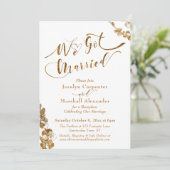 ホワイトのボタニカルとゴールドで「結婚しました」 招待状 (スタンド正面)