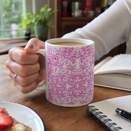 ホワイトのボタニカルなピンクのフローラルグラデーションの装飾 コーヒーマグカップ
