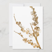ホワイトのボタニカル ゴールド ハッピーエバーアフター 招待状 (裏面)