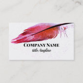 ホワイトのマゼンタピンクの羽カスタム毛 名刺 (正面)