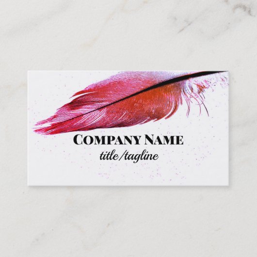 ホワイトのマゼンタピンクの羽カスタム毛 名刺 (正面)