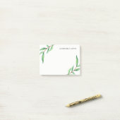 ホワイトのミニマル葉リストグリーンウォーター ポストイット (デスク上)