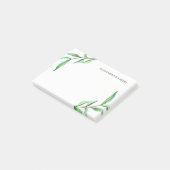 ホワイトのミニマル葉リストグリーンウォーター ポストイット (アングル)