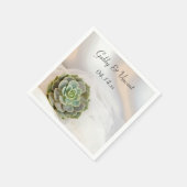 ホワイトの上に緑色の結婚多肉株 スタンダードカクテルナプキン (角)