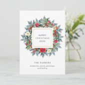 ホワイトの冬のリース | メリークリスマス シーズンカード (スタンド正面)