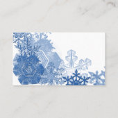 ホワイトの座席表に青い結婚スノーフレーク プレイスカード (裏面)