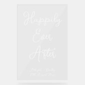 ホワイトの後ずっと幸せに手書き結婚された アクリルサイン (正面)