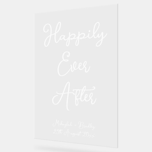 ホワイトの後ずっと幸せに手書き結婚された アクリルサイン (傾斜)