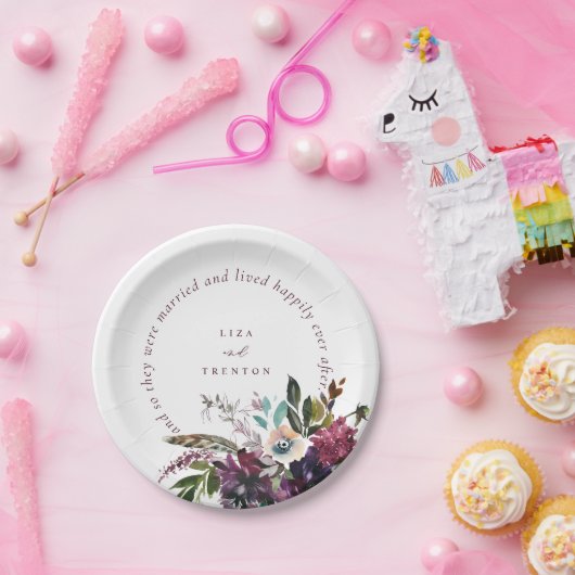 ホワイトの後ずっと楽しくブルゴーニュ結婚ーの輝き ペーパープレート (パーティー)