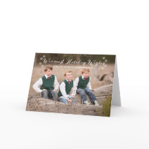 ホワイトの暖かい休日のウィッシュ写真グリーティングカード