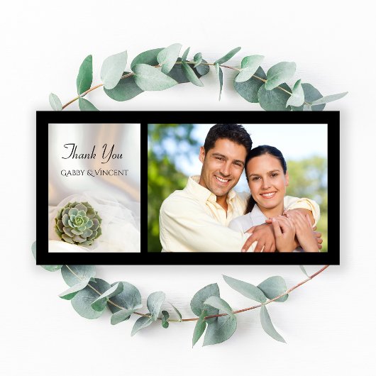 ホワイトの結婚緑の多肉植物の写真 サンキューカード