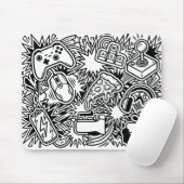 ホワイトの落書きゲームアイコン マウスパッド (マウス)