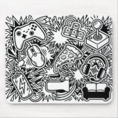 ホワイトの落書きゲームアイコン マウスパッド (正面)