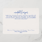 ホワイトの葉っぱの松ぼっくり ホリデー ワン フォト カード (裏面)