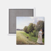 ホワイトの読女性 マグネット (正面/裏面)