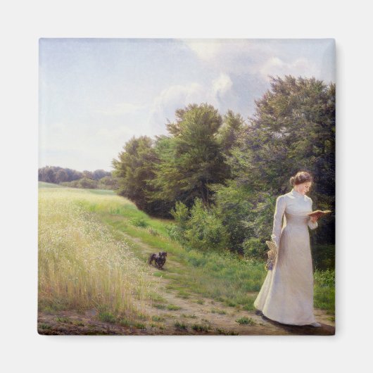 ホワイトの読女性 マグネット (正面)