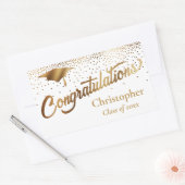 ホワイトの金ゴールド大学院 長方形シール (封筒)