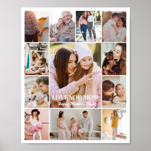 ホワイトの8x10、16x20、24x30サイズのフォトコラージュ 12枚の写真用 ポスター