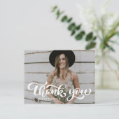 ホワイトはっきりしたレトロスクリプト写真卒業ありがとう ポストカード (スタンド正面)