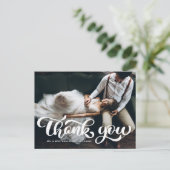 ホワイトはっきりしたレトロスクリプ結婚ト写真ありがとう ポストカード (スタンド正面)