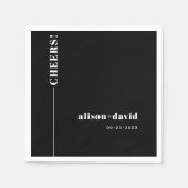 ホワイトはっきりした応援タイポグラフィミニマ結婚リスト スタンダードカクテルナプキン (正面)