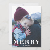 ホワイトはっきりした・メリー・クリスマス・ホリデー・フォト・カード シーズンカード (正面)