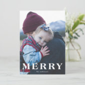 ホワイトはっきりした・メリー・クリスマス・ホリデー・フォト・カード シーズンカード (スタンド正面)