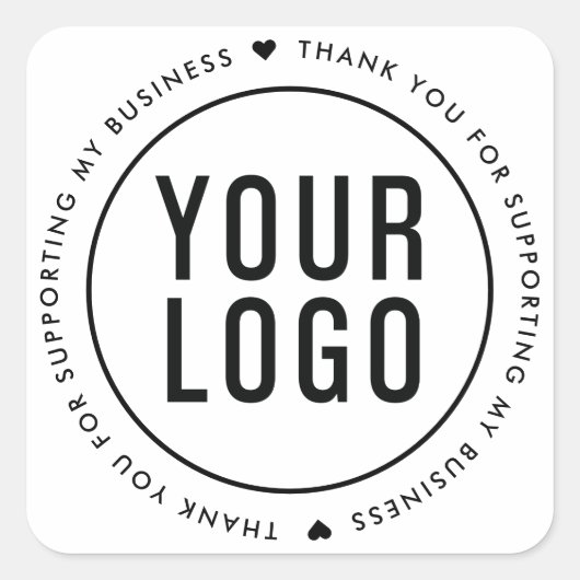 ホワイトは私のビジネスをサポートしてくれてありがとう スクエアシール (正面)