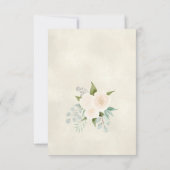 ホワイトまたはピーチバラ&ユーカリ結婚ボホ セーブザデート (裏面)