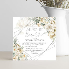 ホワイトをテーマにしたブライダルシャワー銀フレームフローラ