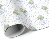 ホワイトアイススケート青い雪の結晶ホワイトクリスマス ラッピングペーパー (ロールコーナー)