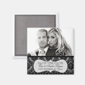 ホワイトアイスラビッシュなダマスク日付マグネットを保存 マグネット (正面/裏面)