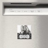 ホワイトアイスラビッシュなダマスク日付マグネットを保存 マグネット (インサイチュ (食洗機))