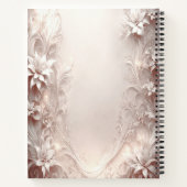 ホワイトアイボリーの花柄ノート ノートブック (裏面)