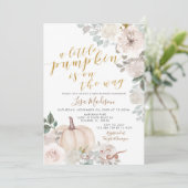 ホワイトアイボリーウォーターカラーカボチャが途中 招待状 (スタンド正面)