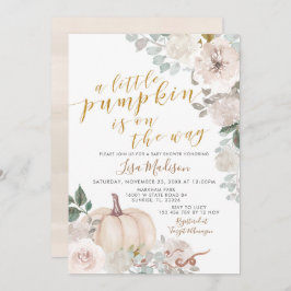 ホワイトアイボリーウォーターカラーカボチャが途中 招待状