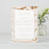 ホワイトアイボリーオアシス金ゴールド卒業写真パーティー 招待状 (スタンド正面)