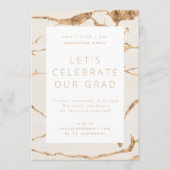 ホワイトアイボリーオアシス金ゴールド卒業写真パーティー 招待状 (正面)