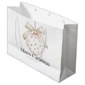 ホワイトアイボリーオーナメントクリスマス ラージペーパーバッグ (正面アングル)