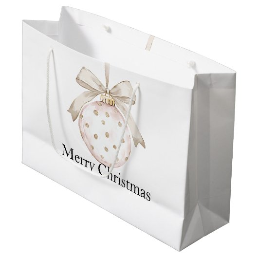 ホワイトアイボリーオーナメントクリスマス ラージペーパーバッグ (正面アングル)