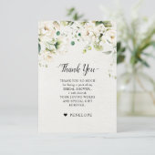 ホワイトアイボリークリームバラフローラボタニッ結婚クス サンキューカード (スタンド正面)