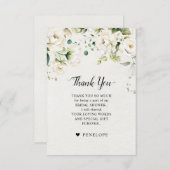 ホワイトアイボリークリームバラフローラボタニッ結婚クス サンキューカード (正面/裏面)