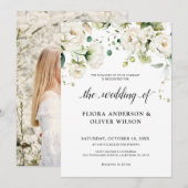 ホワイトアイボリークリームバラフローラボタニッ結婚クス 招待状 (正面/裏面)