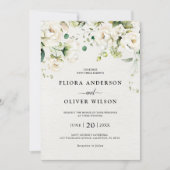 ホワイトアイボリークリームバラフローラボタニッ結婚クス 招待状 (正面)