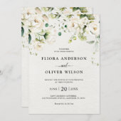 ホワイトアイボリークリームバラフローラボタニッ結婚クス 招待状 (正面/裏面)